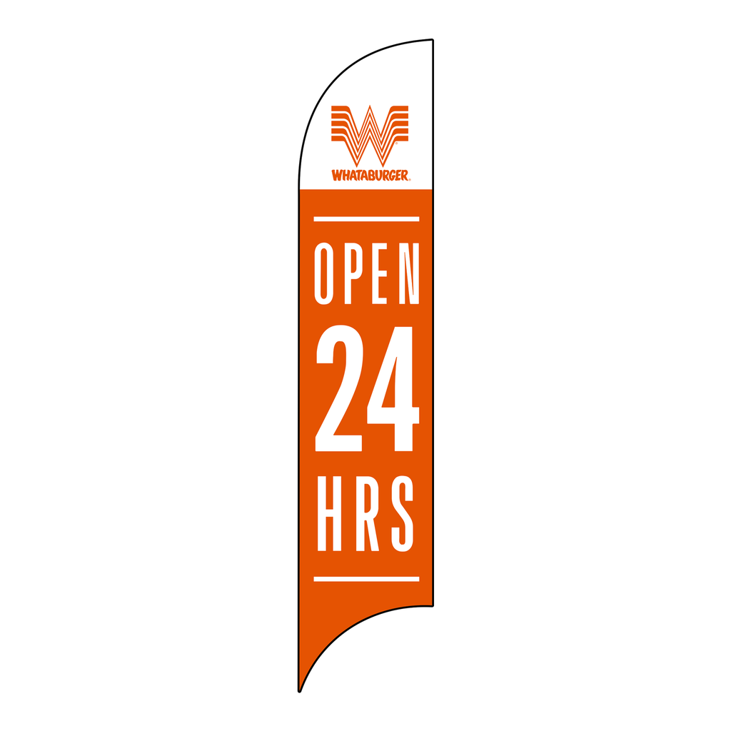 15' Whataburger Orange Open 24 Hours AdverSail Flag (centered text)