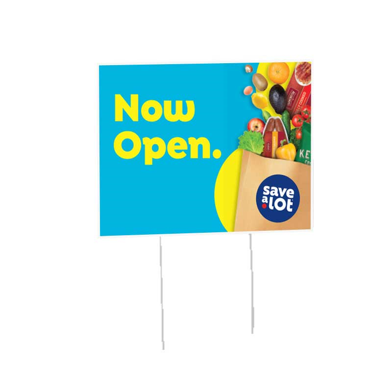 18" X 24" Save A Lot Blue Now Open Bandit Coroplast Yard Sign (double sided)