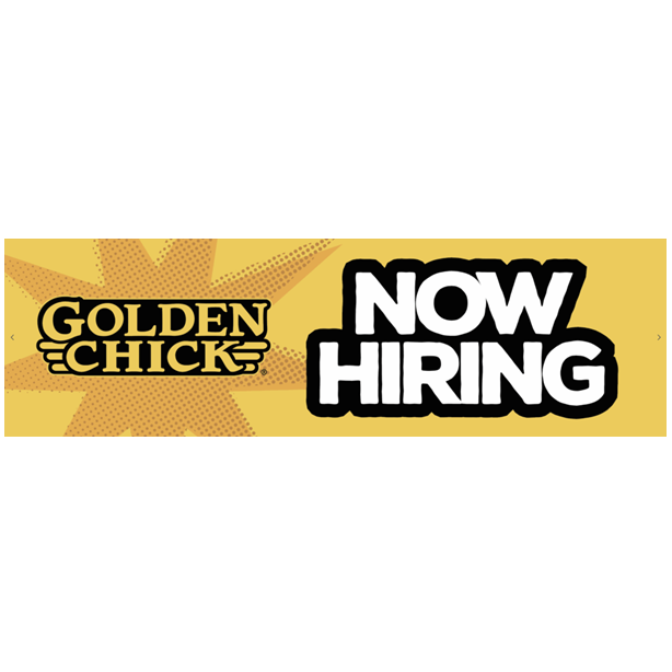 3' X 10' Golden Chick Yellow Now Hiring Vinyl Banner