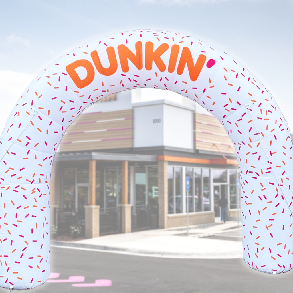9' X 11' Dunkin' Donuts Logo Sprinkles Arch Inflatable (includes internal blower & stake kit)
