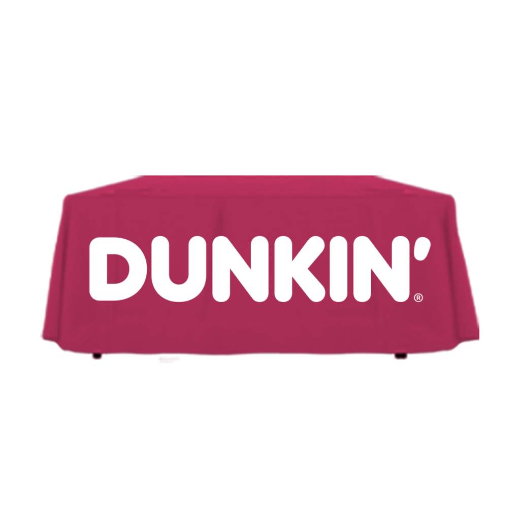 6' Dunkin' Donuts Pink Logo Tablecloth (White Text, fitted)