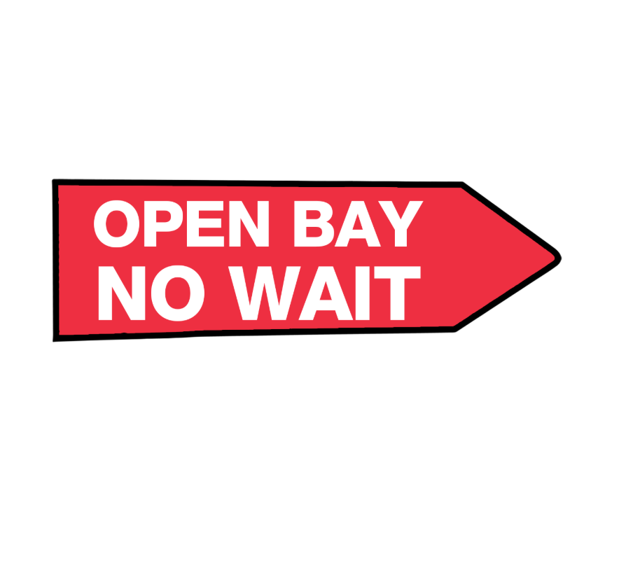 46" x 18" FullSpeed Automotive Red Open Bay No Wait Arrow Spinner Sign (double-sided)