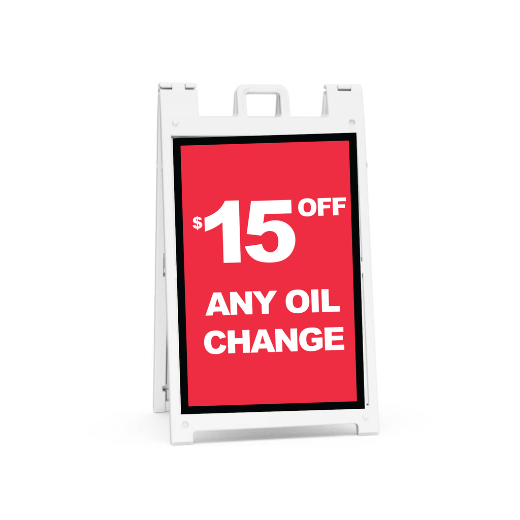 24" x 36" FullSpeed Red $15 Off Any Oil Change Coroplast A-frame Insert Only