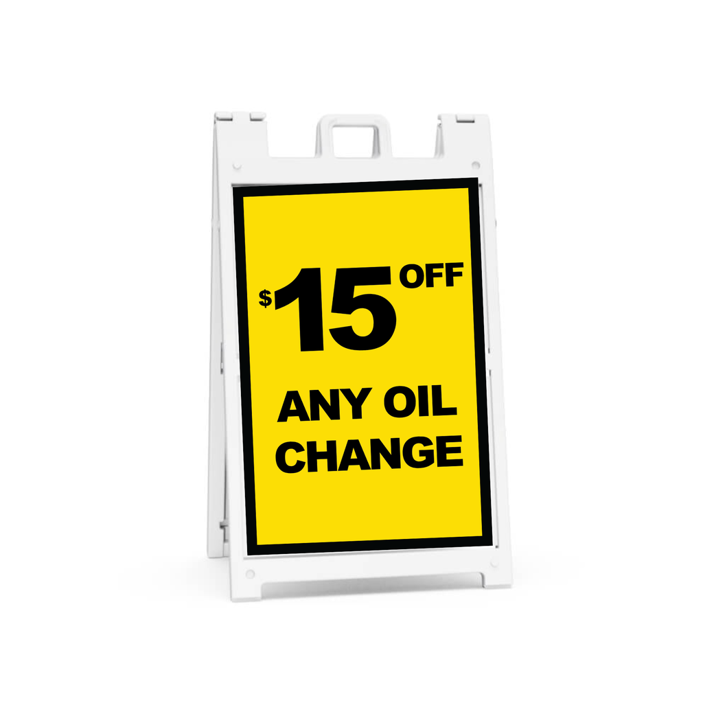 24" X 36" FullSpeed Yellow $15 Off Any Oil Change Coroplast A-Frame Insert