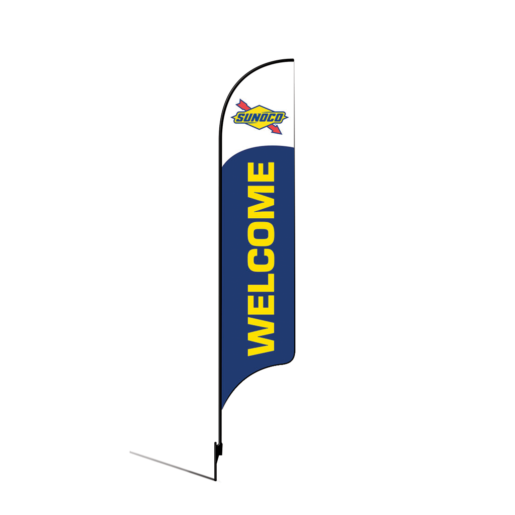 15' Sunoco Blue Welcome AdverSail Flag (with yellow text) Kit