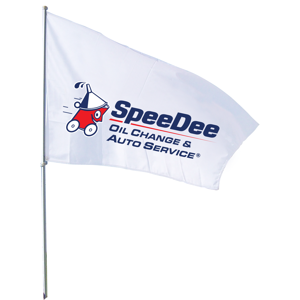 3' X 5' FullSpeed Automotive SpeeDee White Logo Flag