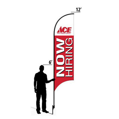 12' Ace Hardware Red Now Hiring AdverSail Flag