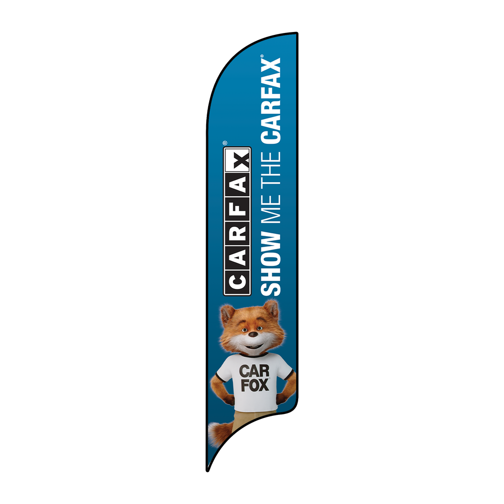 15' Carfax Blue Show Me The Carfax Advantage Dealer with Fox on Bottom AdverSail Flag