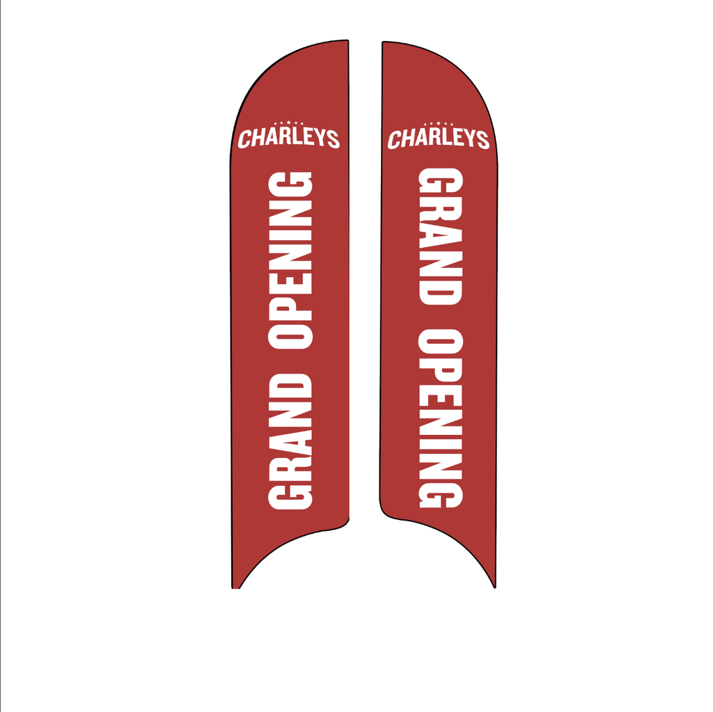 15' Charleys Philly Steaks Red Grand Opening Double Sided AdverSail Flag
