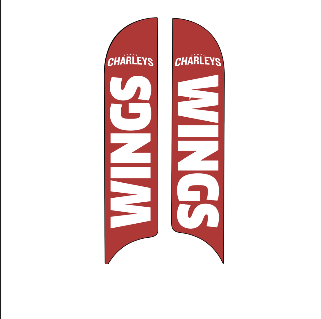 15' Charleys Philly Steaks Red Wings AdverSail Flag  (double sided)